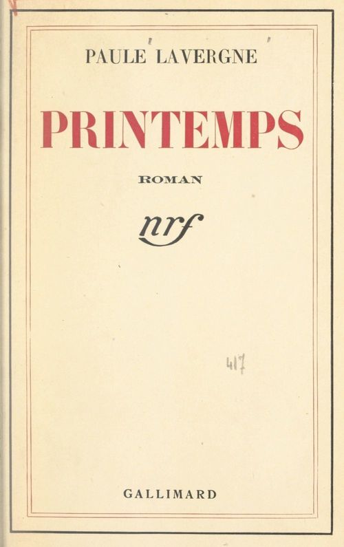 Couverture ebook de Printemps, de Paule Lavergne
