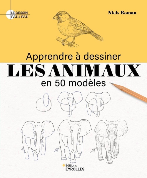 Couverture ebook de Apprendre à dessiner les animaux en 50 modèles, de Niels Roman