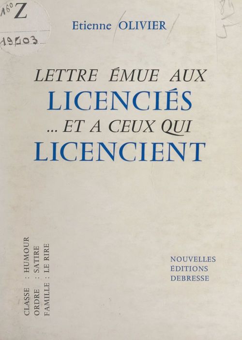 ebook cover of Lettre émue aux licenciés... et à ceux qui licencient, by Etienne Olivier