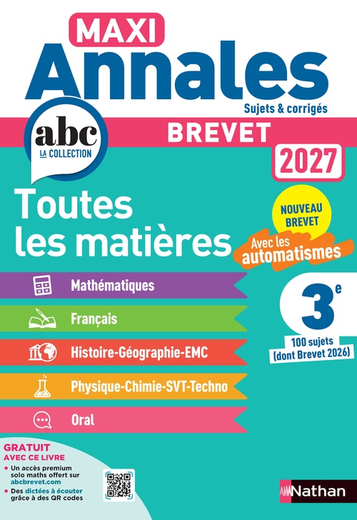 ebook cover of Maxi Annales Brevet 2027 - Corrigé, by Carole Feugère, Gilles Mora, Thomas Bouhours, Grégoire Pralon, Laure Genet, Nicolas Coppens, Olivier Doerler, Laurent La