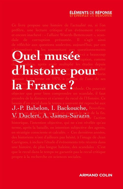 ebook cover of Quel musée d'histoire pour la France ?, by Vincent Duclert