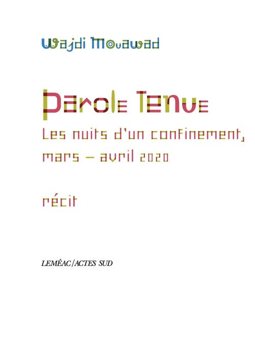 ebook cover of Parole tenue, by Wajdi Mouawad