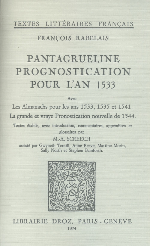 ebook cover of Pantagrueline Prognostication pour l'an 1533, by Rabelais Fran Ois