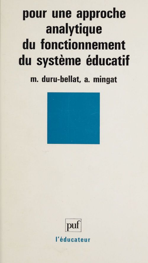 ebook cover of Pour une approche analytique du fonctionnement du système éducatif, by Marie Duru-Bellat, Alain Mingat
