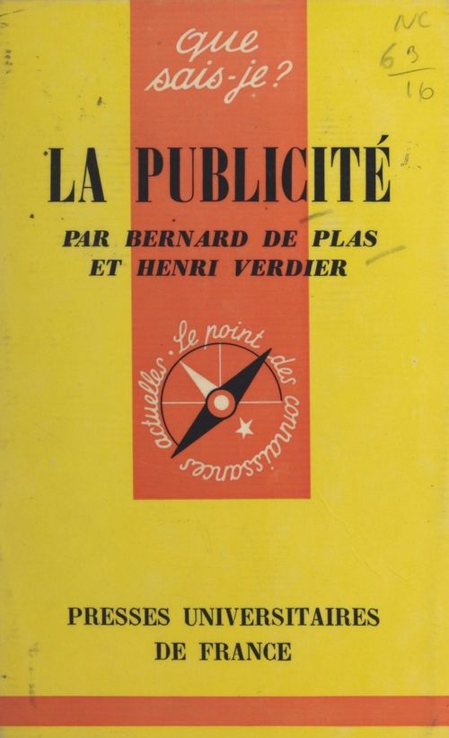 ebook cover of La publicité, by Bernard De Plas, Henri Verdier