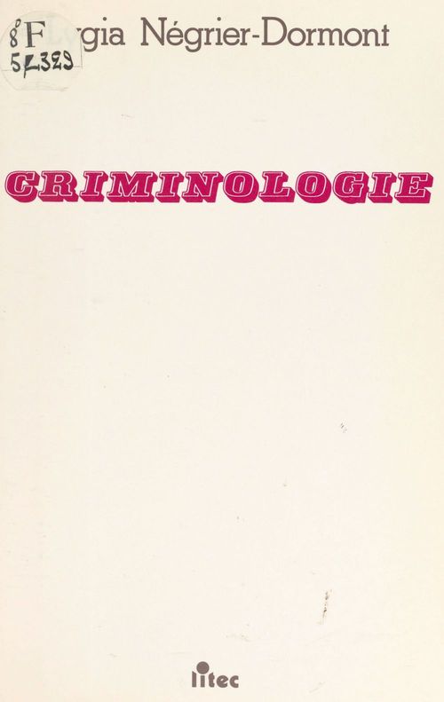 ebook cover of Criminologie, by Negrier-Dormont