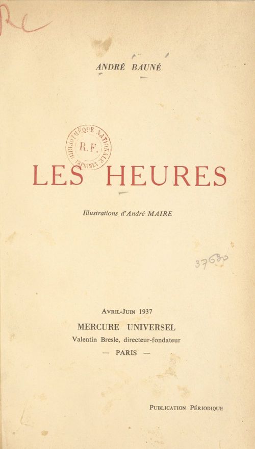 Couverture ebook de Les heures, de Andre Baune