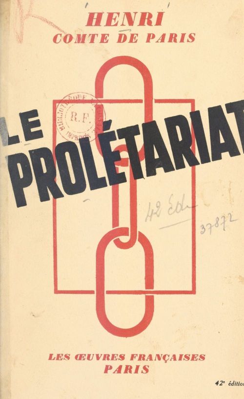 Couverture ebook de Le prolétariat, de Henri D'Orleans