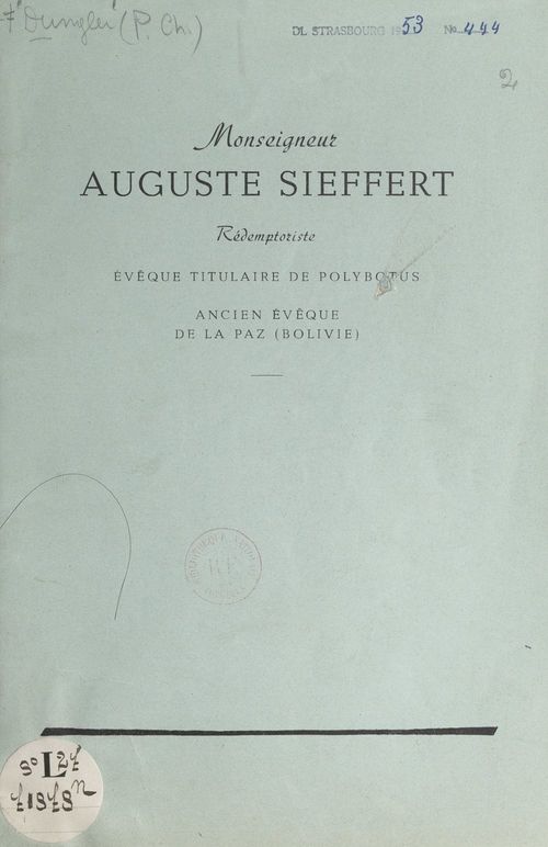 Couverture ebook de Monseigneur Auguste Sieffert, de Charles Thiebaut Dungler
