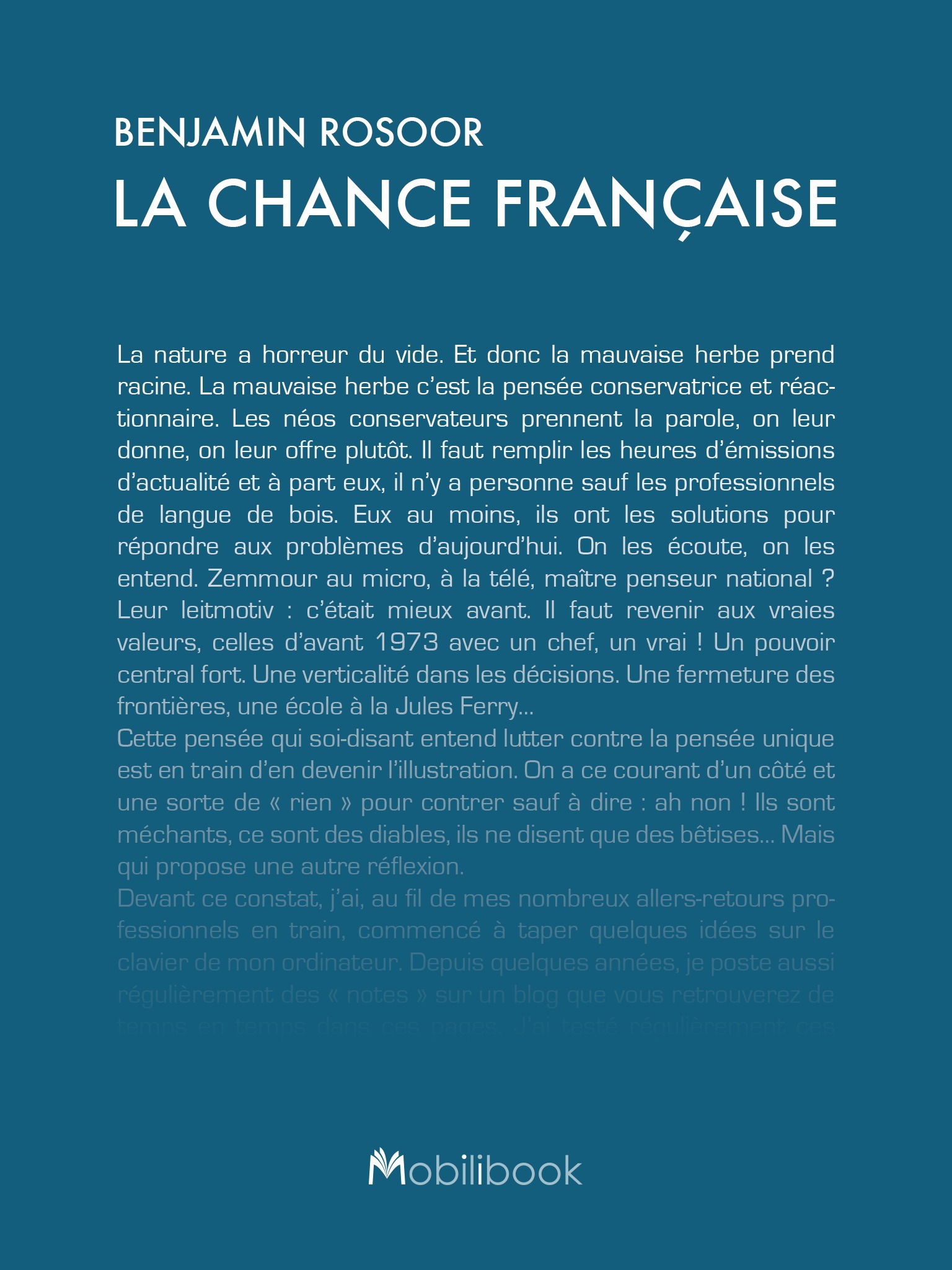 ebook cover of La chance française, by Benjamin Rosoor