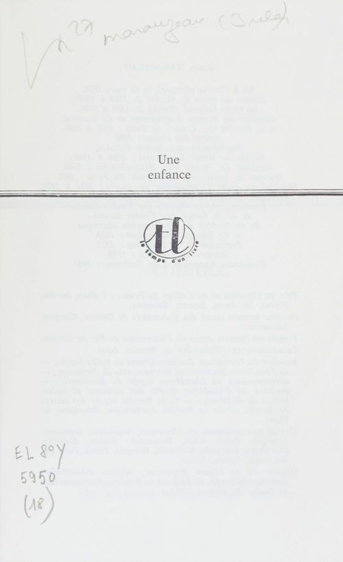 Couverture ebook de Une enfance, de Collectif