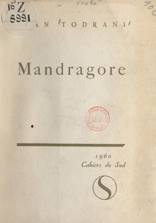 Couverture ebook de Mandragore, de Jean Todrani