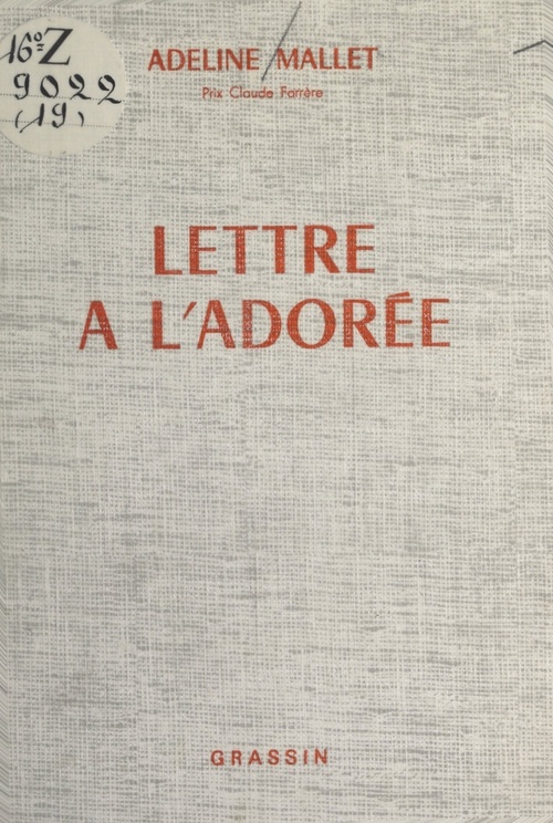 ebook cover of Lettre à l'adorée (1979-1980), by Adeline Mallet