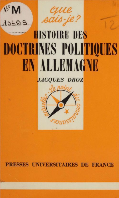 Couverture ebook de Histoire des doctrines politiques en Allemagne, de Jacques Droz