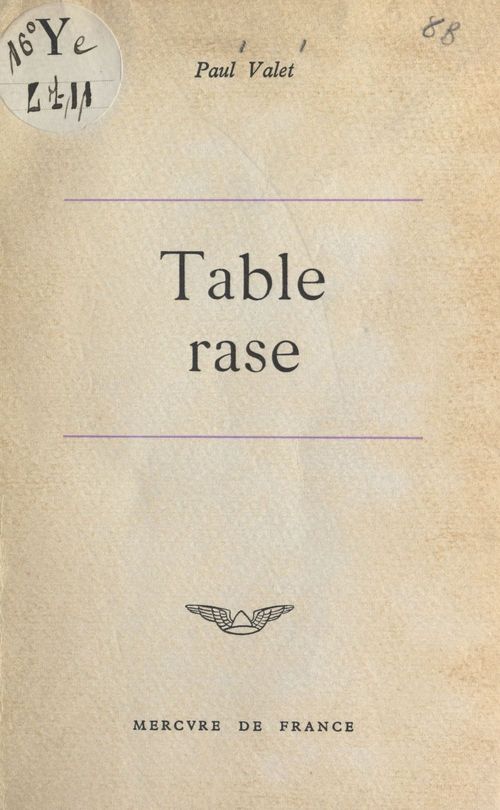ebook cover of Table rase, by Paul Valet