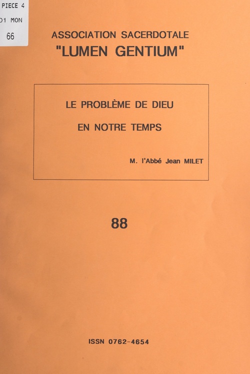 Couverture ebook de Le problème de Dieu en notre temps, de Jean Milet