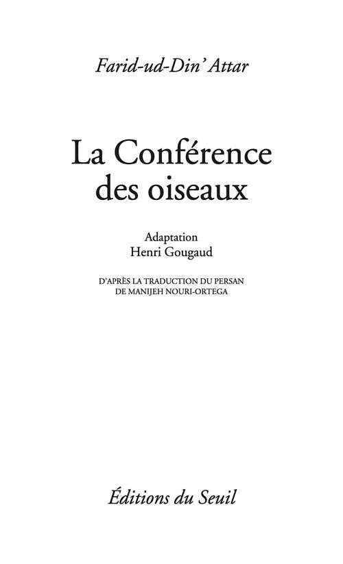 ebook cover of Conférence des oiseaux (La), by Farid ud-Din' Attâr