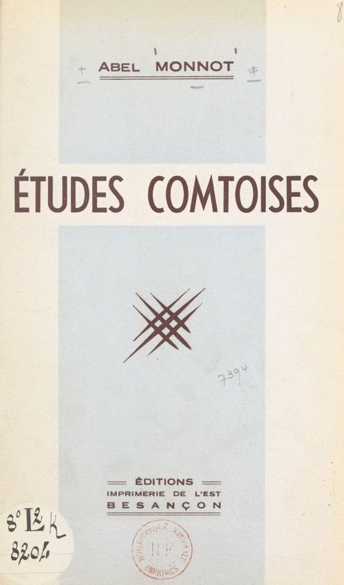 ebook cover of Études comtoises, by Abel Monnot