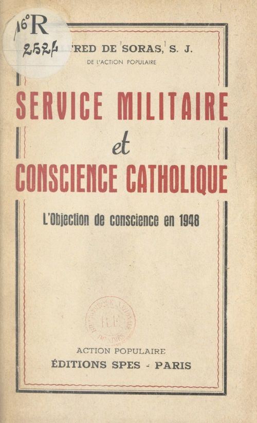 Couverture ebook de Service militaire et conscience catholique, de Alfred De Soras
