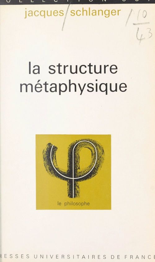 ebook cover of La structure métaphysique, by Jacques Schlanger