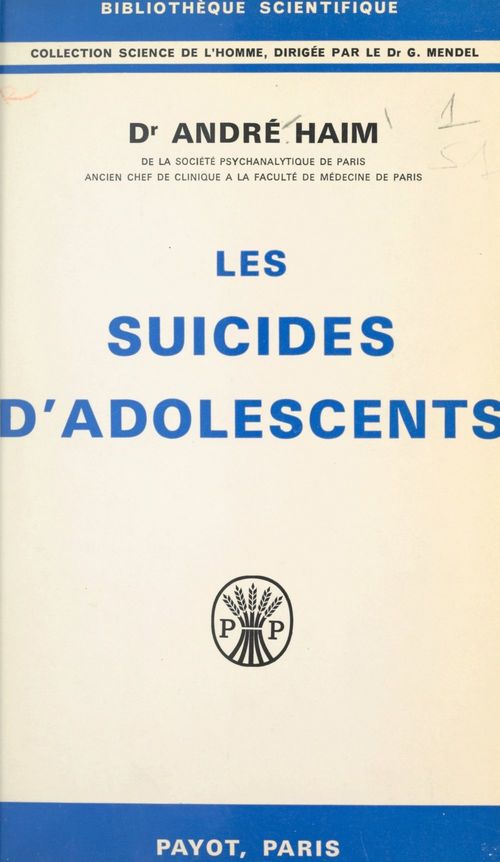 ebook cover of Les suicides d'adolescents, by Andre Haim