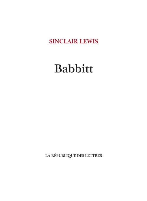 Couverture ebook de Babbitt, de Sinclair Lewis, Maurice Remon