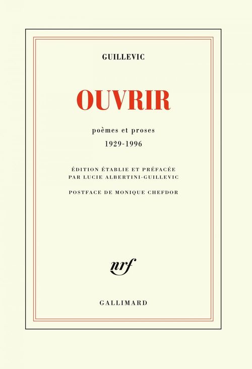 ebook cover of Ouvrir. Poèmes et proses 1929-1996, by Eugène Guillevic