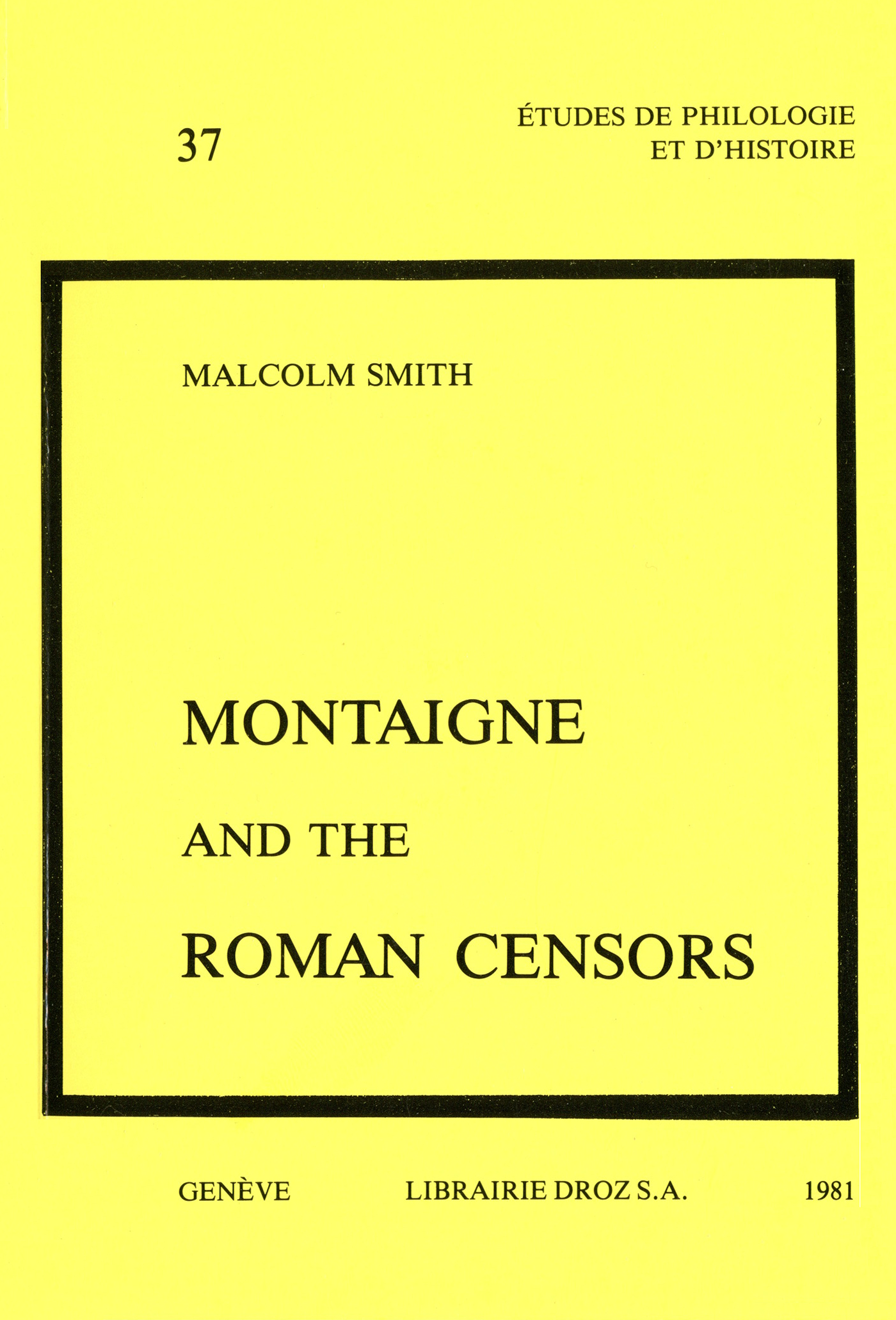 ebook cover of Montaigne and the Roman Censors, by Smith Malcolm