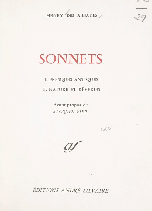 Couverture ebook de Sonnets, de Henry Des Abbayes