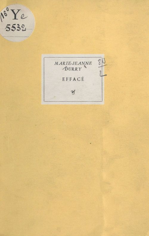 ebook cover of Effacé, by Marie-Jeanne Durry