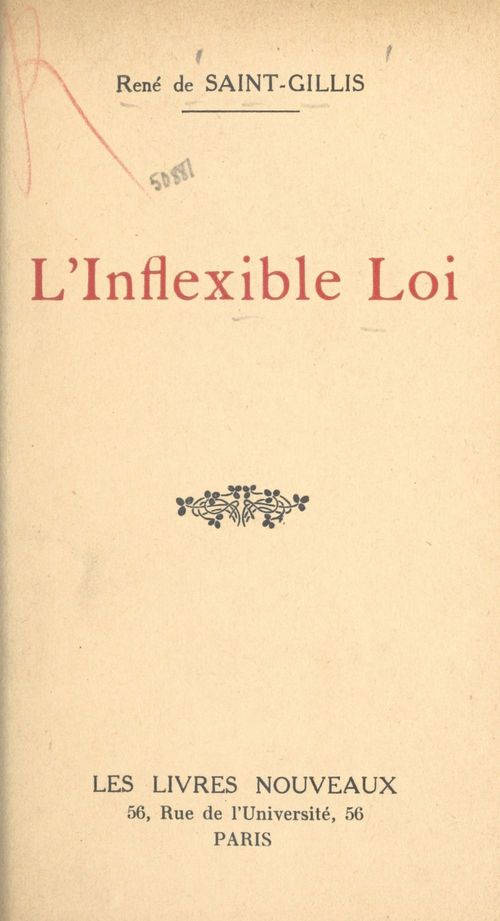 ebook cover of L'inflexible loi, by Rene De Saint-Gillis