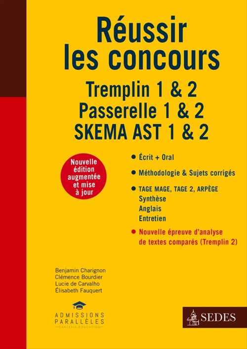 Couverture ebook de Réussir les concours - Tremplin 1 & 2 - Passerelle 1 & 2 - SKEMA AST 1 & 2, de Collectif