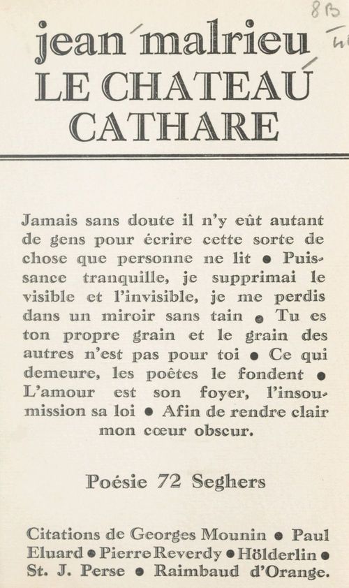 Couverture ebook de Le château cathare, de Jean Malrieu