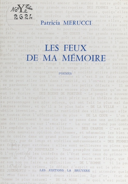 Couverture ebook de Les feux de ma mémoire, de Patricia Merucci