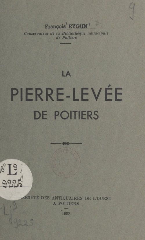 ebook cover of La pierre-levée de Poitiers, by Francois Eygun