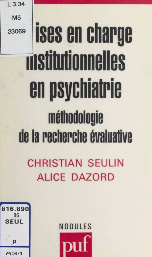 ebook cover of Prises en charge institutionnelles en psychiatrie, by Alice Dazord, Christian Seulin