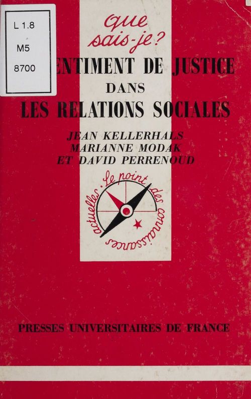 Couverture ebook de Le Sentiment de justice dans les relations sociales, de Jean Kellerhals, Marianne Modak