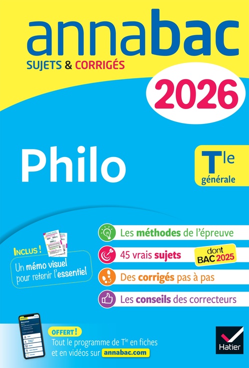 Couverture ebook de Annales du bac 2026 - Annabac Philo Tle générale, de Sabrina Cerqueira, Fabien Lamouche