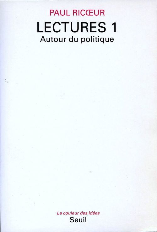 Couverture ebook de Lectures, t. 1. Autour du politique, de Ricoeur Paul
