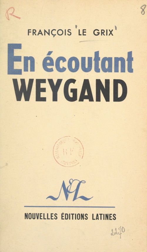 Couverture ebook de En écoutant Weygand, de Francois Legrix