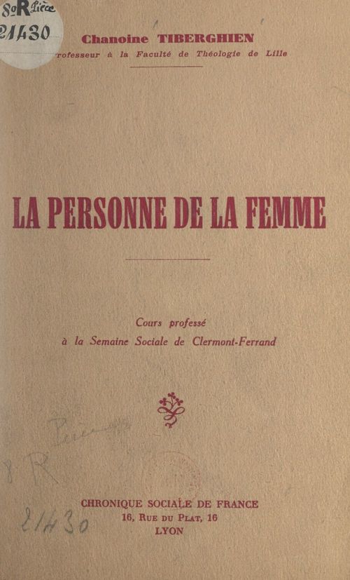 Couverture ebook de La personne de la femme, de Pierre Tiberghien
