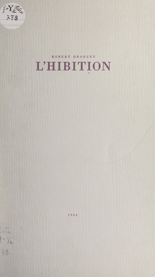 Couverture ebook de L'hibition, de Robert Droguet