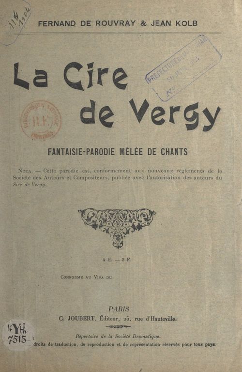 Couverture ebook de La cire de Vergy, de Fernand De Rouvray, Jean Kolb