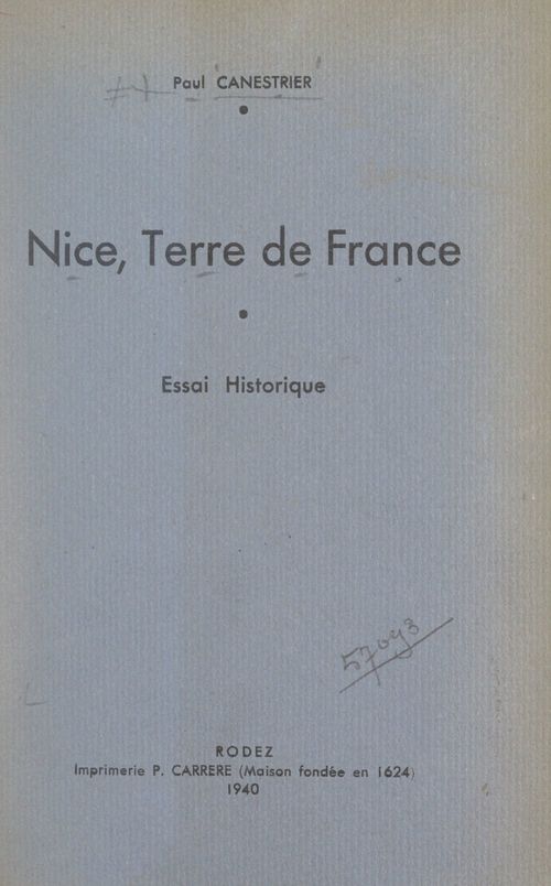 Couverture ebook de Nice, terre de France, de Paul Canestrier