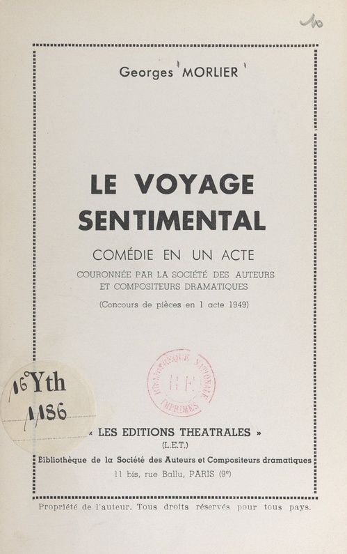 ebook cover of Le voyage sentimental, by Georges Morlier