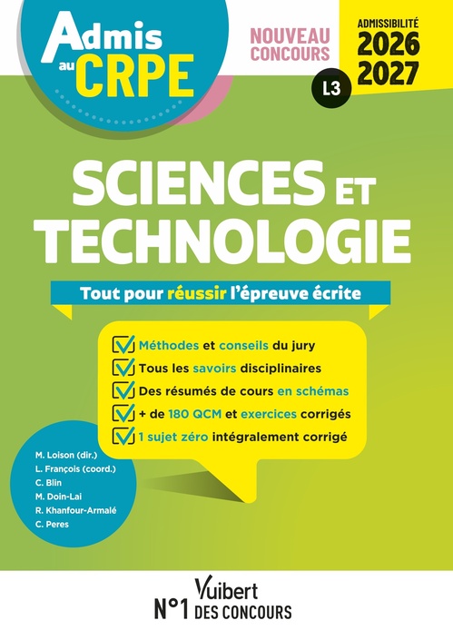 ebook cover of Admis au CRPE 2026-2027 - Epreuve écrite d´admissibilité L3 - Sciences et technologie, by Cédric Blin, Laurent François, Christine Peres, Rita Khanfour-Armale, Manuelle Doin-Lai