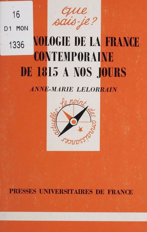 Couverture ebook de Chronologie de la France contemporaine de 1815 à nos jours, de Anne-marie Lelorrain