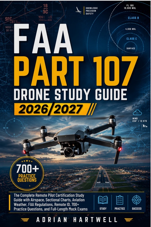 ebook cover of FAA PART 107 DRONE  STUDY GUIDE 2026/2027, by Adrian Hartwell