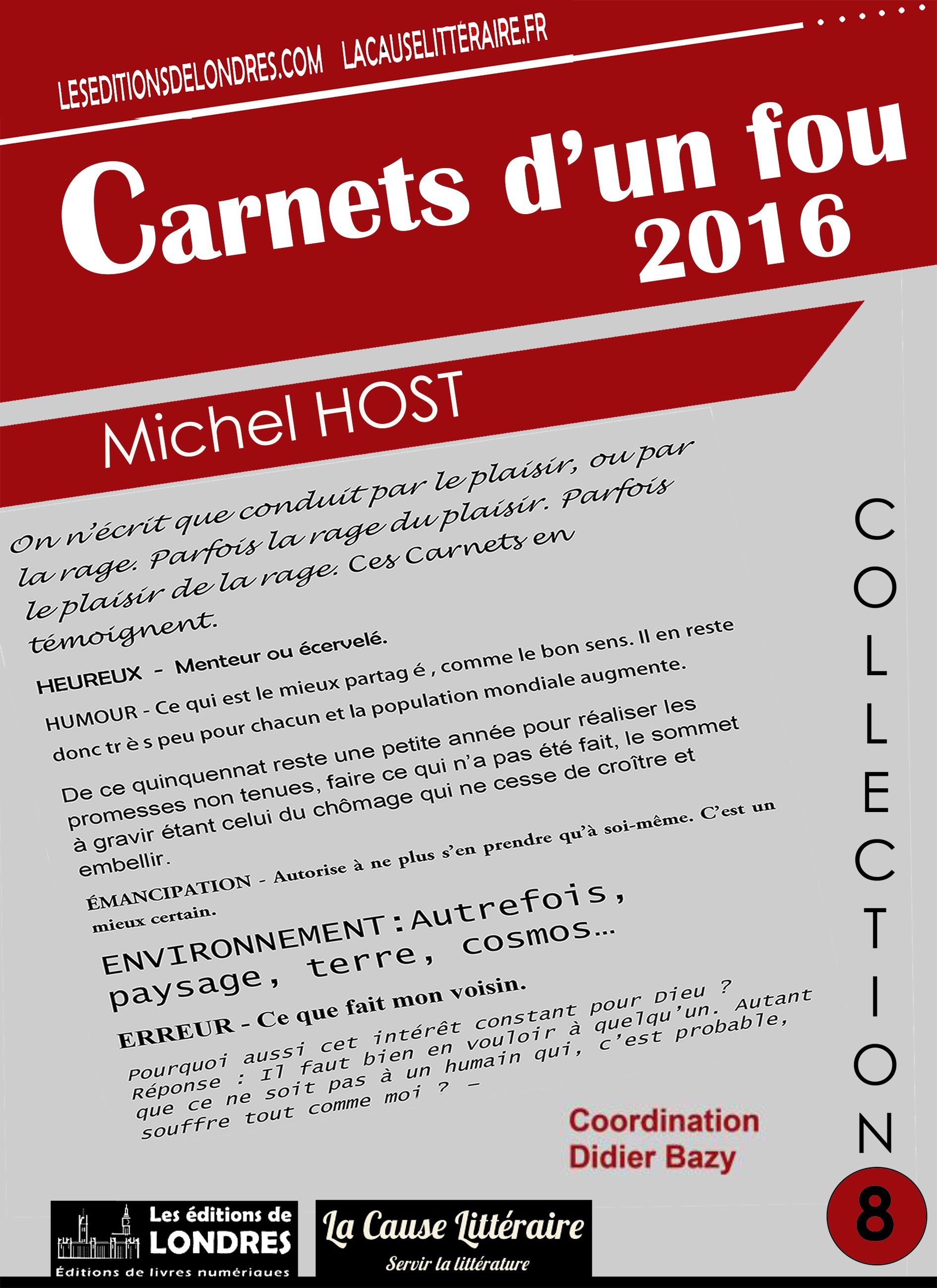 ebook cover of Carnets d'un fou 2016, by Michel Host