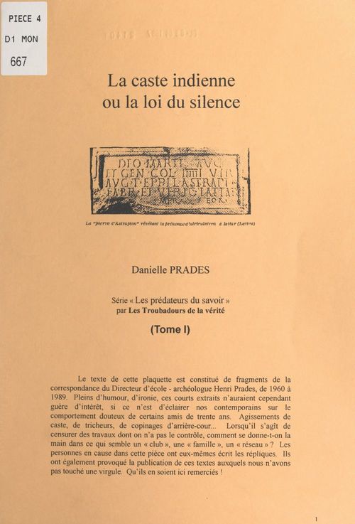 ebook cover of Les prédateurs du savoir (1). La caste indienne, by Danielle Prades